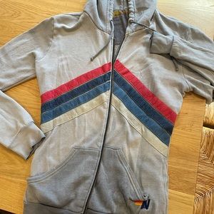 Aviator Nation Zip Up - grey with stripes
